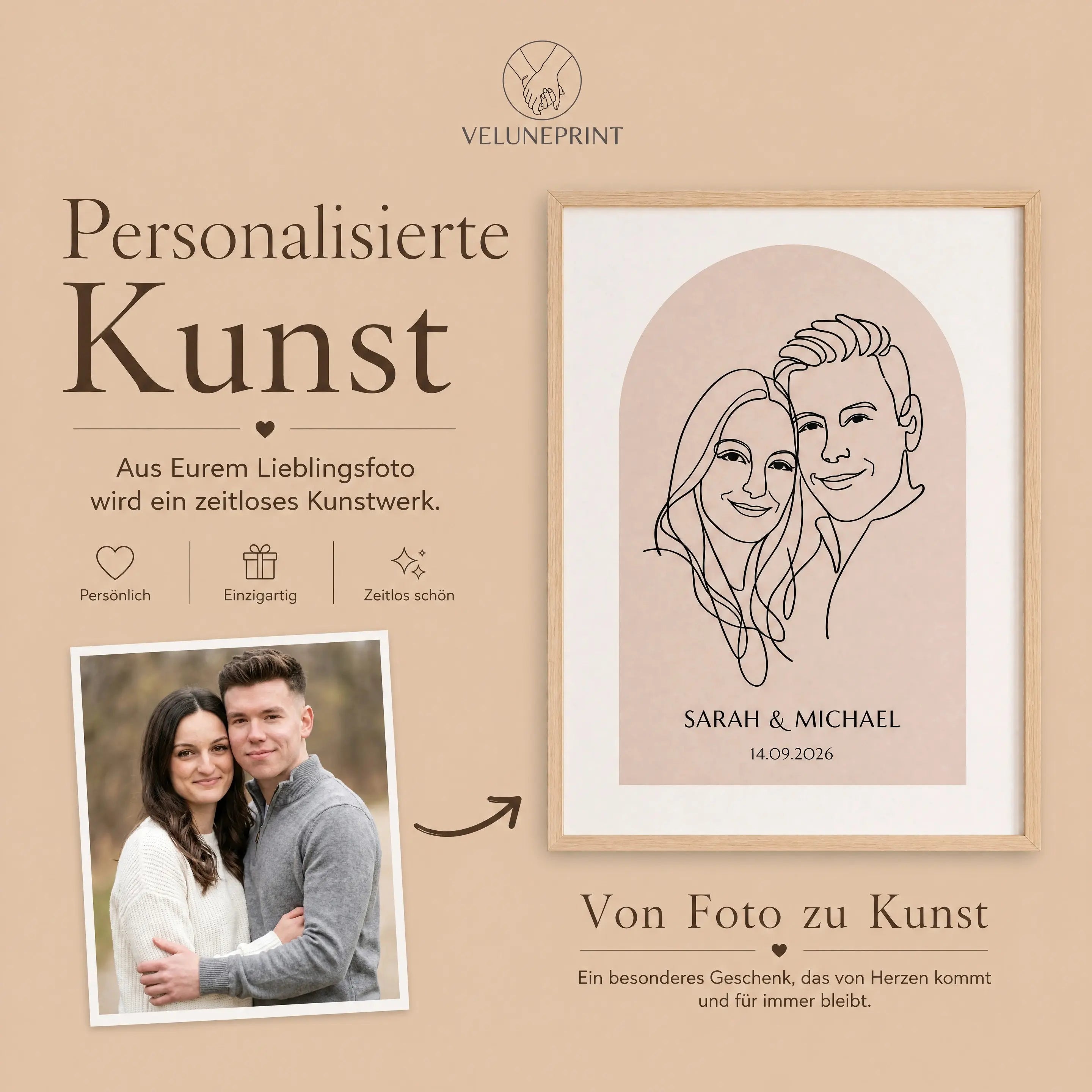 Personalisiertes Lineart Porträt für Paare - Poster (ohne Rahmen)
