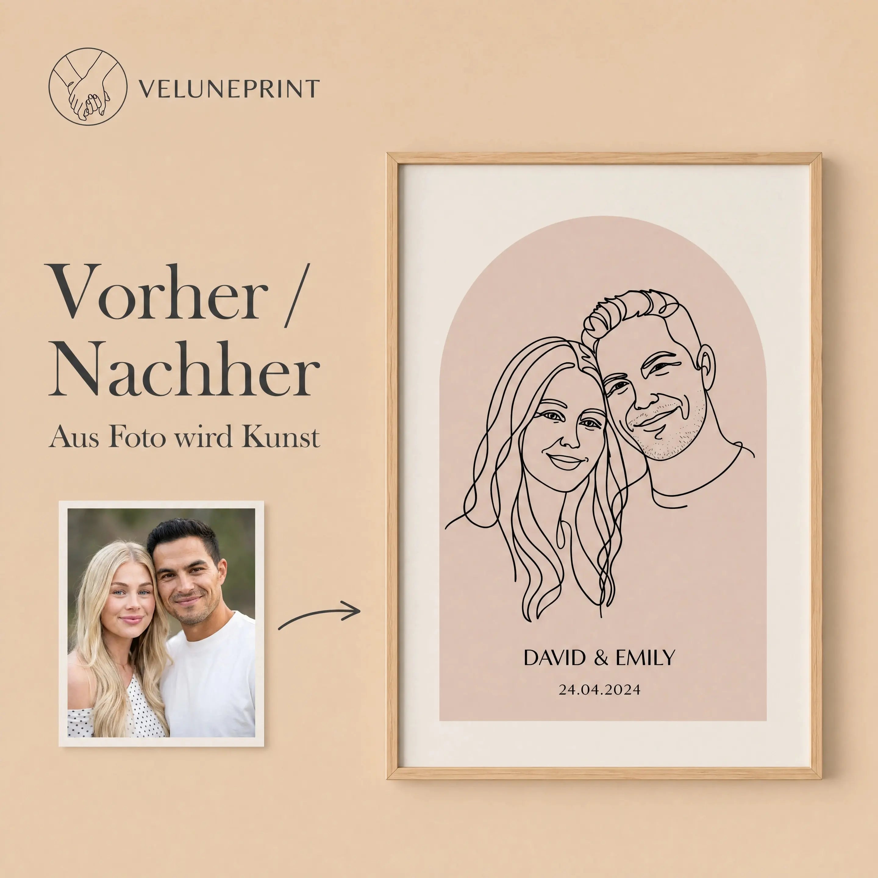 Personalisiertes Lineart Porträt für Paare - Poster (ohne Rahmen)