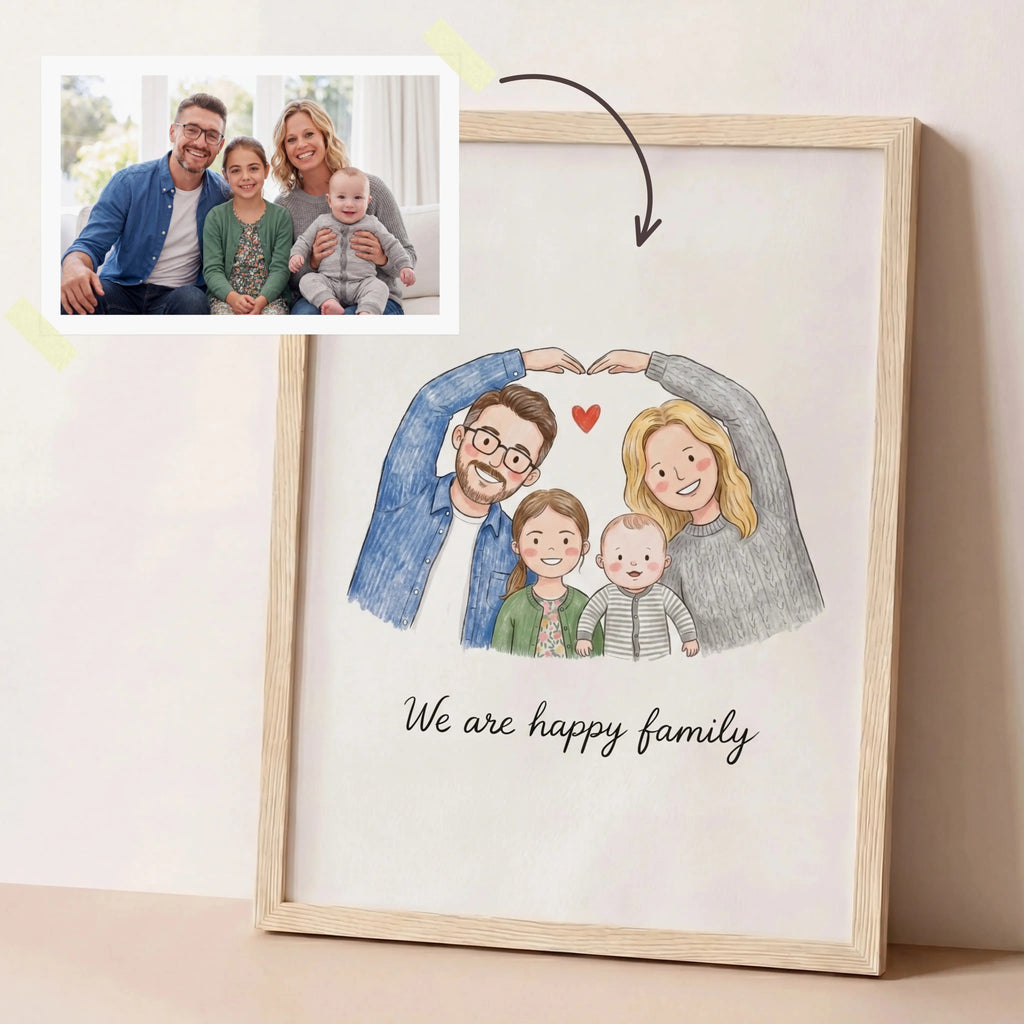 Personalisiertes Familienporträt - Poster (Digital)