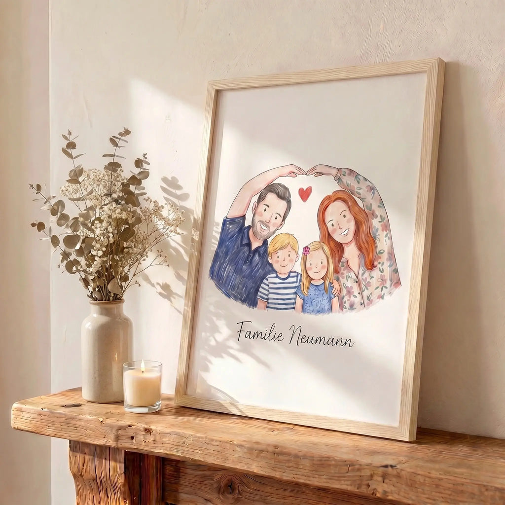 Personalisiertes Familienporträt - Poster (Digital)